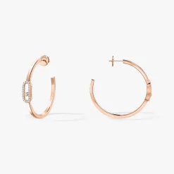 Boucles d'oreilles Femme Or Jaune Diamant Créoles Move Uno PM