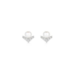 Boucles d'oreilles Joséphine Aigrette Or blanc, perles, diamants 085046