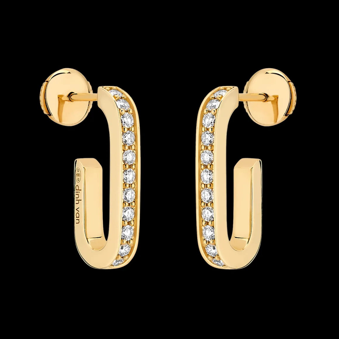 Boucles d'oreilles Maillon L or jaune et diamants