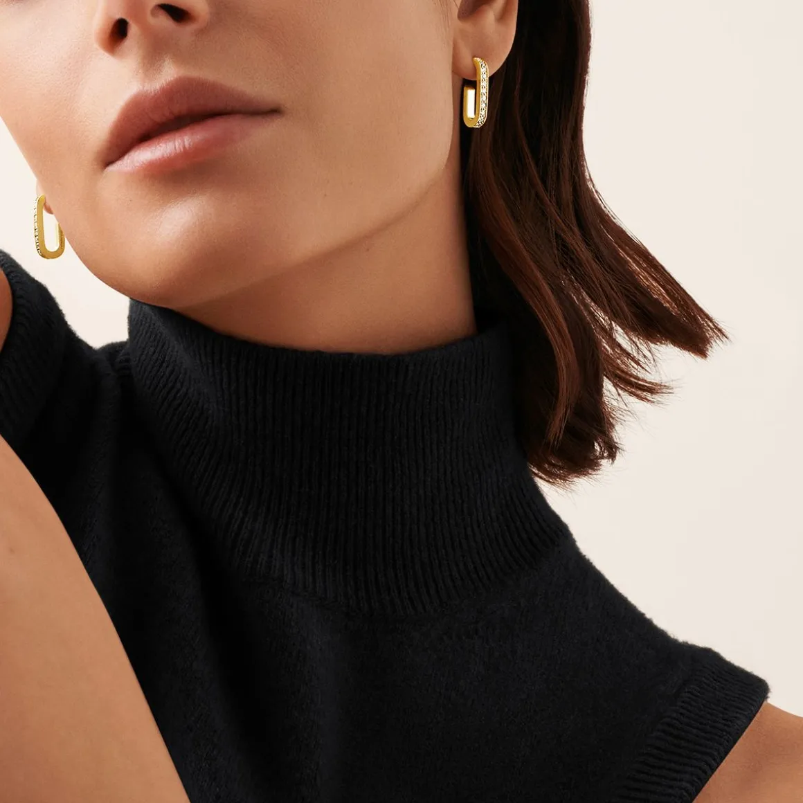 Boucles d'oreilles Maillon L or jaune et diamants