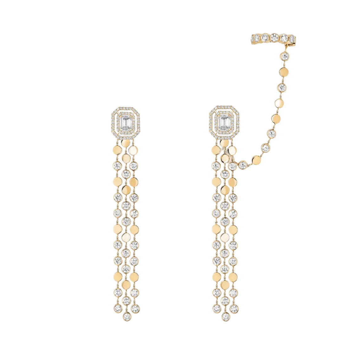 Boucles D-Vibes Multi Rangs d'oreilles Diamant Or Jaune