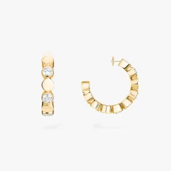 Boucles Mini Créoles D-Vibes d'oreilles Diamant Or Jaune