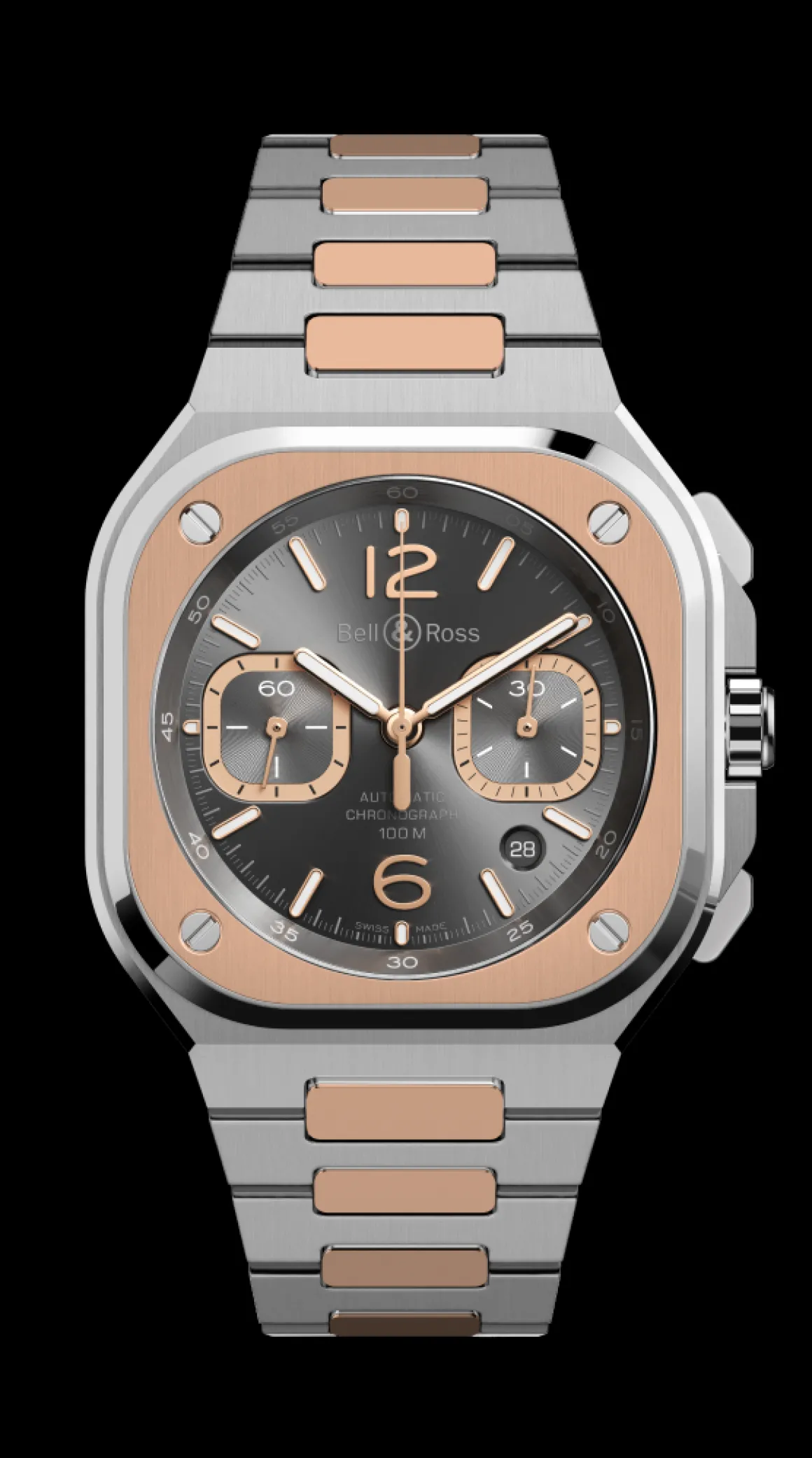 BR 05 chrono grey steel & gold