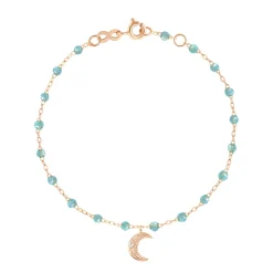 Bracelet aqua Lune, diamants, or rose, 17 cm