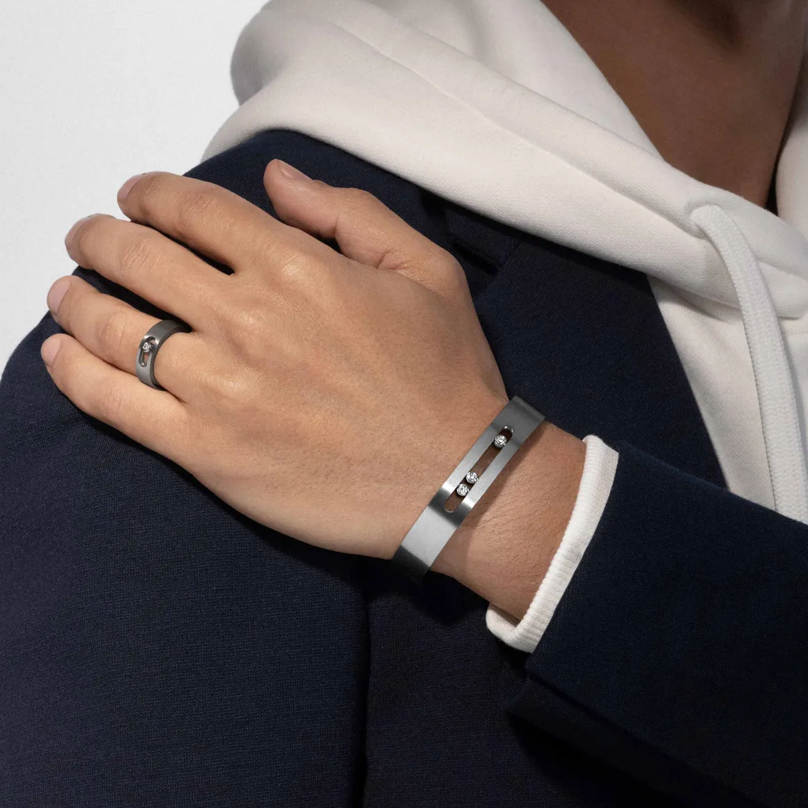 Bracelet Bangle Move Titanium Naturel Diamant Titane Naturel
