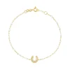 Bracelet blanc Fer à cheval, diamants, or jaune, 17 cm