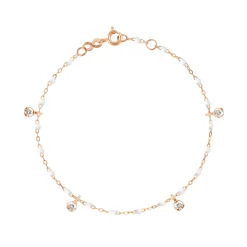 Bracelet blanc Gigi Suprême, or rose, 4 diamants, 17 cm