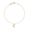 Bracelet blanc Lune, diamants, or rose, 17 cm