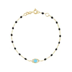 Bracelet Classique Gigi Eye noir, or jaune, diamants, 17 cm