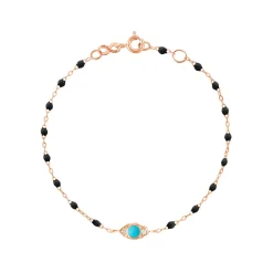 Bracelet Classique Gigi Eye noir, or rose, diamants, 17 cm