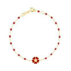 Bracelet coquelicot Fleur, diamant, or jaune, 17 cm