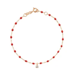 Bracelet coquelicot Gigi Suprême, or rose, 1 diamant, 17 cm