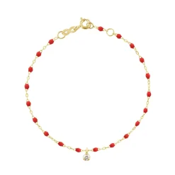 Bracelet coquelicot Gigi Suprême, or jaune, 1 diamant, 17 cm