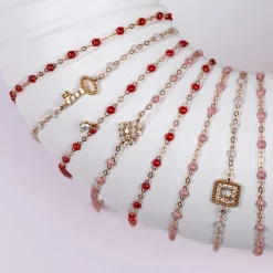 Bracelet coquelicot Gigi Suprême, or jaune, 1 diamant, 17 cm