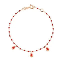 Bracelet coquelicot Lucky Cashmere, or rose, 17 cm