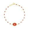 Bracelet corail Etoile du Nord diamant, or jaune, 17 cm