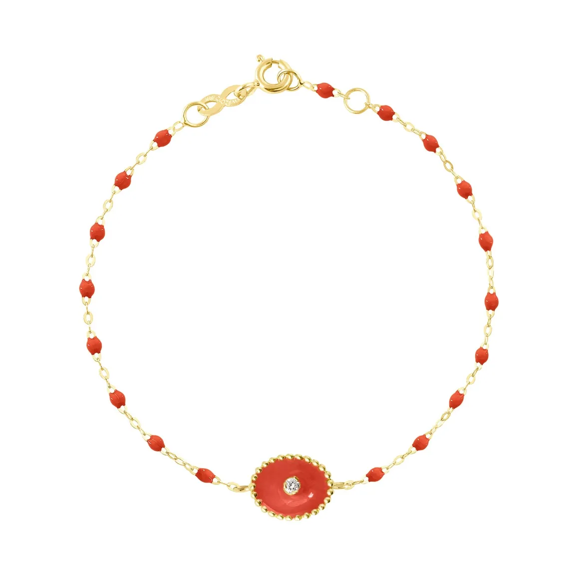 Bracelet corail Etoile du Nord diamant, or jaune, 17 cm