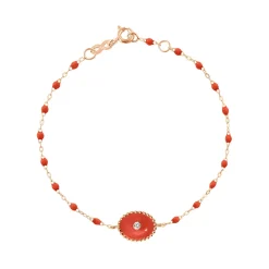 Bracelet corail Etoile du Nord diamant, or rose, 17 cm