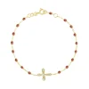 Bracelet fauve Croix Vintage diamants, or jaune, 17 cm