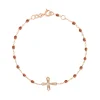 Bracelet fauve Croix Vintage diamants, or rose, 17 cm