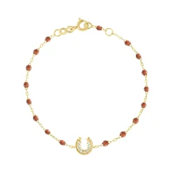 Bracelet fauve Fer à cheval, diamants, or jaune, 17 cm