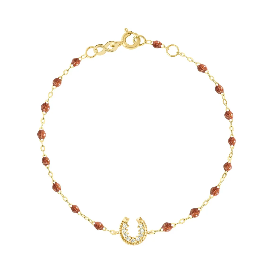 Bracelet fauve Fer à cheval, diamants, or jaune, 17 cm