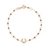 Bracelet fauve Fer à cheval, diamants, or rose, 17 cm