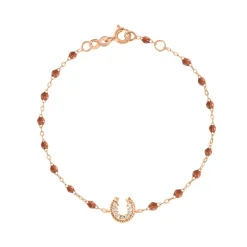 Bracelet fauve Fer à cheval, diamants, or rose, 17 cm