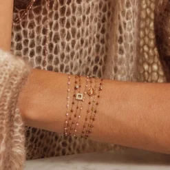 Bracelet fauve Gigi Suprême, or jaune, 1 diamant, 17 cm