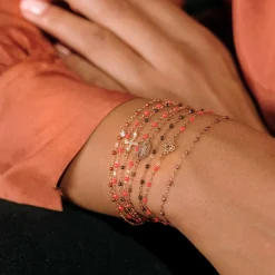 Bracelet fauve Gigi Suprême, or rose, 1 diamant, 17 cm