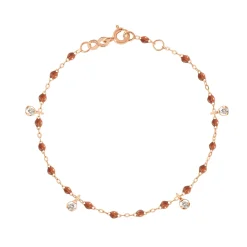 Bracelet fauve Gigi Suprême, or rose, 4 diamants, 17 cm
