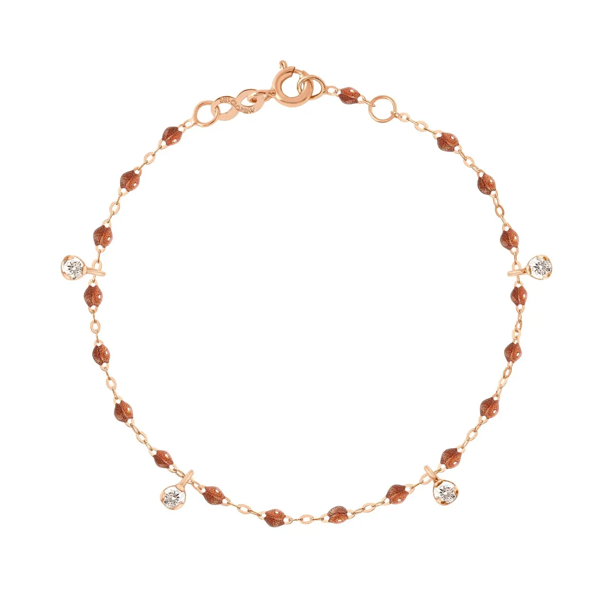 Bracelet fauve Gigi Suprême, or rose, 4 diamants, 17 cm