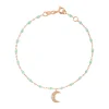 Bracelet jade Lune, diamants, or jaune, 17 cm
