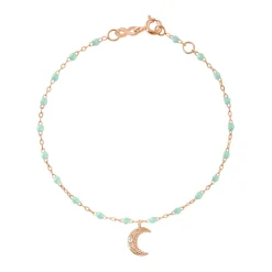 Bracelet jade Lune, diamants, or jaune, 17 cm