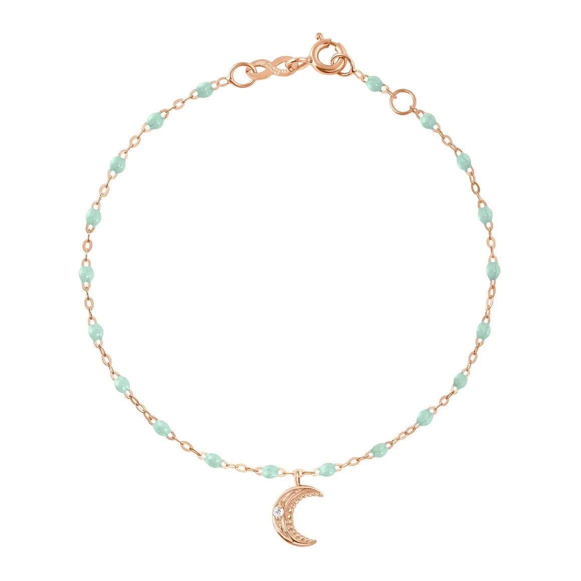 Bracelet jade Lune, diamants, or jaune, 17 cm