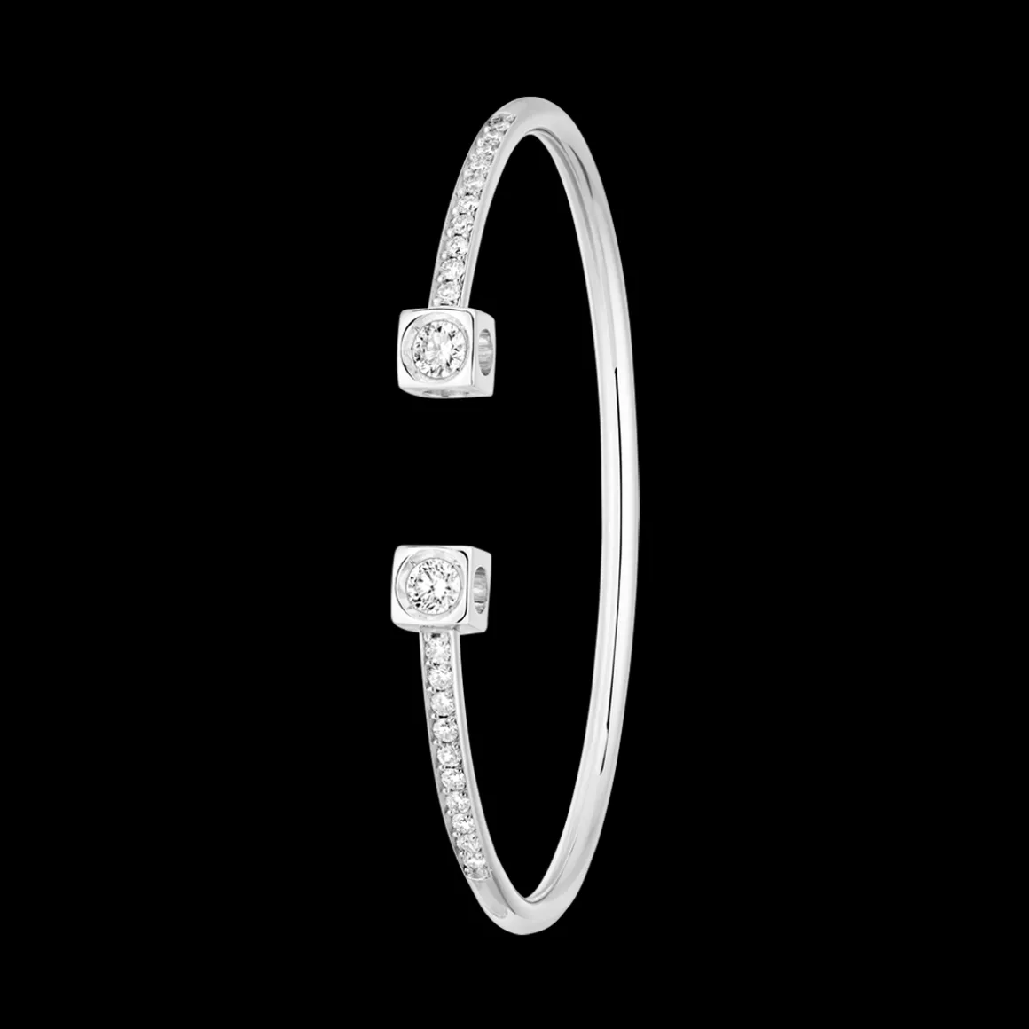 Bracelet Le Cube Diamant grand modèle or blanc et diamants