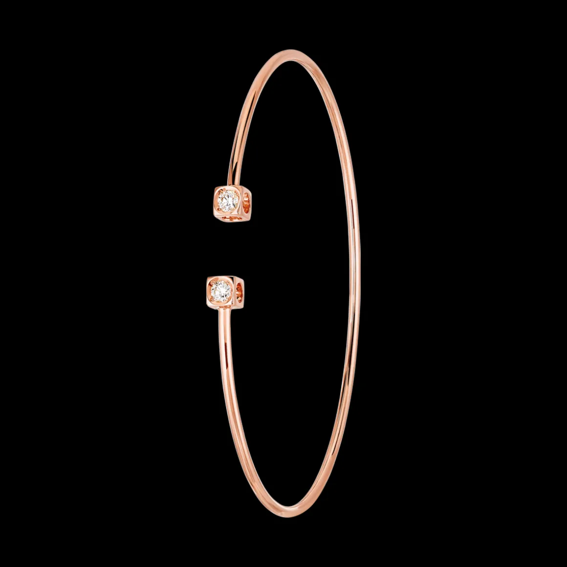 Bracelet Le Cube Diamant petit modèle or rose et diamants