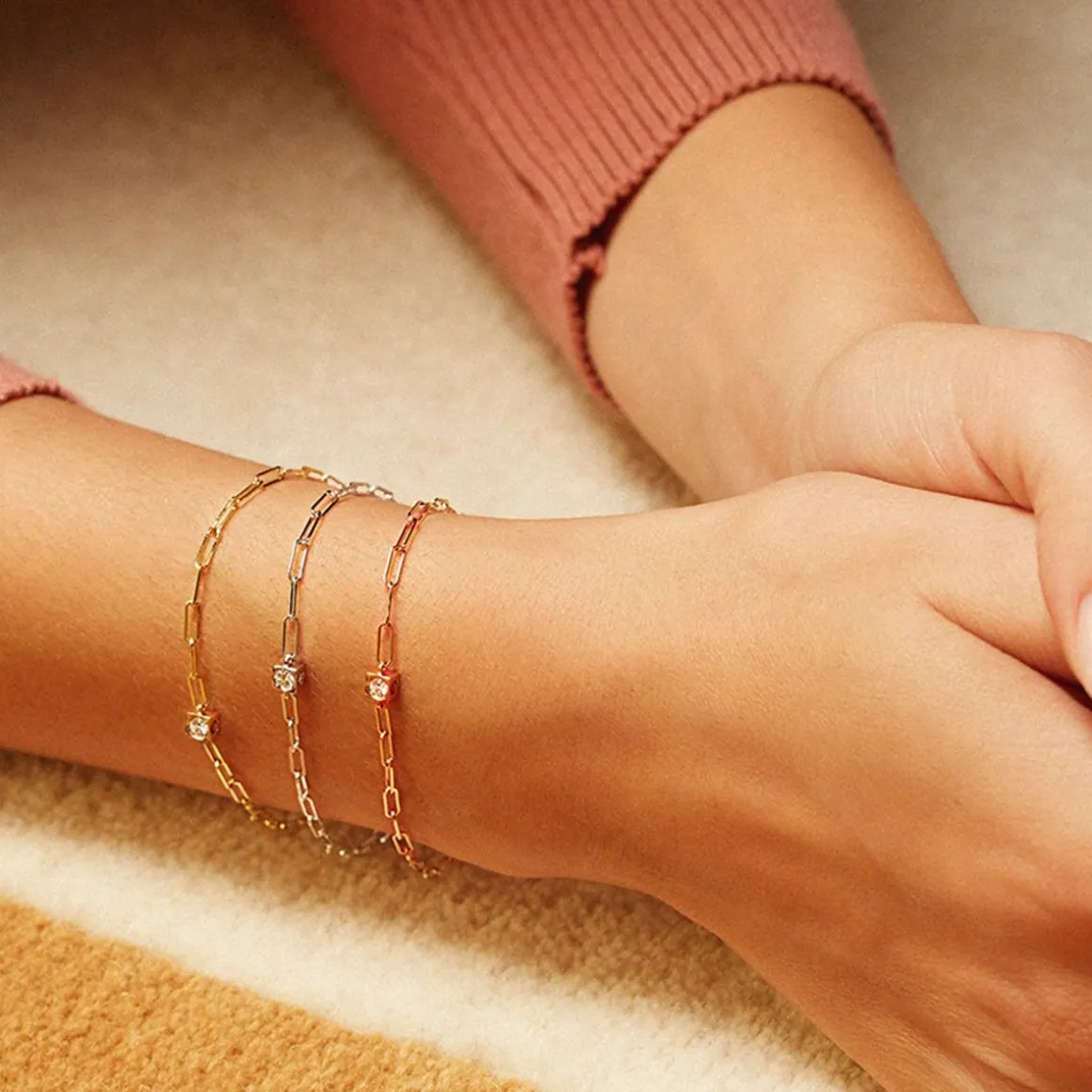 Bracelet Le Cube Diamant or rose et diamant