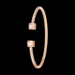 Bracelet Le Cube Diamant grand modèle or rose et diamants