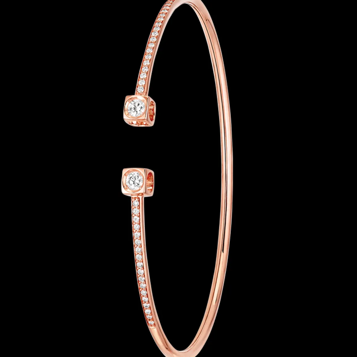 Bracelet Le Cube Diamant moyen modèle or rose et diamants