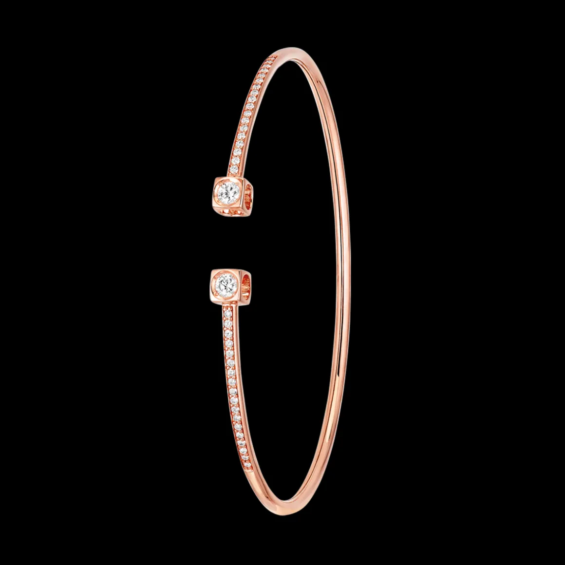 Bracelet Le Cube Diamant moyen modèle or rose et diamants