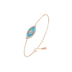 Bracelet Lucky Eye Turquoise Diamant Or Rose