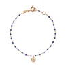 Bracelet Lucky Puce, diamant, or rose et mini perles de résine prusse, 17 cm