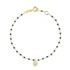 Bracelet Lucky Puce, diamant, or jaune et mini perles de résine noire, 17 cm