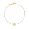 Bracelet Madone résine bleu layette, or jaune, 17 cm