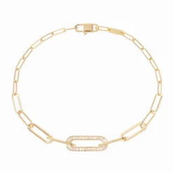 Bracelet Maillon petit modèle or jaune et diamants