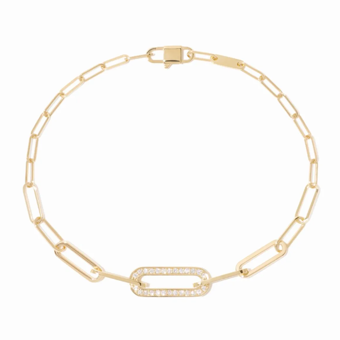 Bracelet Maillon petit modèle or jaune et diamants