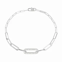 Bracelet Maillon petit modèle or blanc et diamants