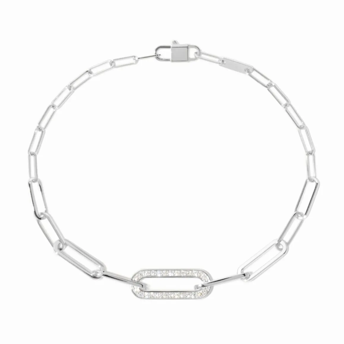 Bracelet Maillon petit modèle or blanc et diamants