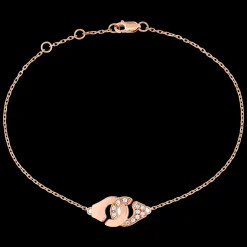Bracelet Menottes dinh van R8 or rose et diamants